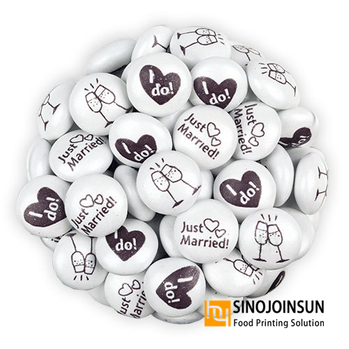 Свадебные конфеты, напечатанные с помощью съедобных чернил Sinojoinsun ™, Candy Printer, продовольственный принтер.
